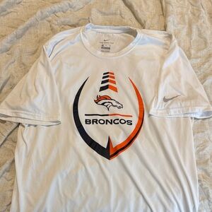 Nike White Broncos Tee with Orange and Black Accents